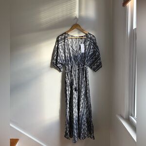 Aakaa Navy and White Patterned Maxi Dress